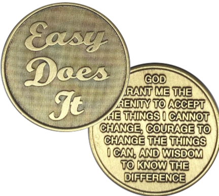 C22. Easy Does It, Serenity Prayer, Bronze Coin.  BRM139 - Premium Medallions from Wendells - Just $2.50! Shop now at Choices Books & Gifts
