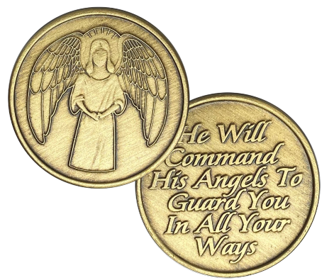 C33. Guardian Angel, He will Command (back), Bronze Coin. BRM87 - Premium Medallions from Wendells - Just $2.50! Shop now at Choices Books & Gifts