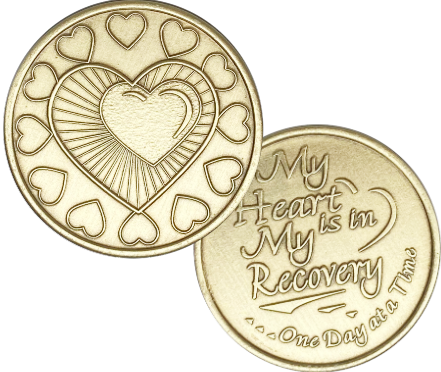 C36. Hearts, My Heart is in Recovery, Bronze Coin.  BRM60 - Premium Medallions from Wendells - Just $2.50! Shop now at Choices Books & Gifts