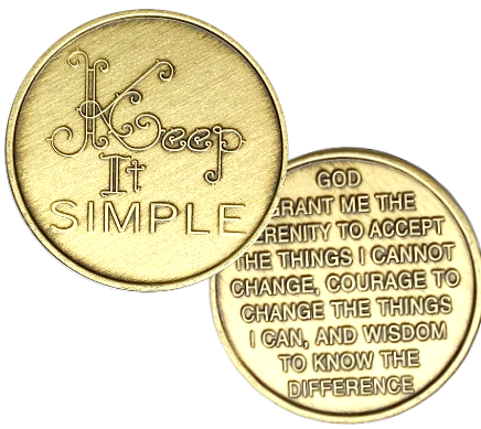 C41. Keep It Simple, Serenity Prayer (back), Bronze Coin. BRM73 - Premium Medallions from Wendells - Just $2.50! Shop now at Choices Books & Gifts