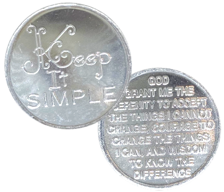 C42. Keep It Simple, Serenity Prayer (back), Aluminum Coin. DC73 - Premium Medallions from Wendells - Just $1! Shop now at Choices Books & Gifts