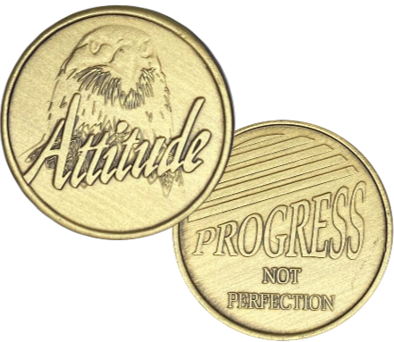 C54. Progress Not Perfection Bronze. BRM144 - Premium Medallions from Wendells - Just $2.50! Shop now at Choices Books & Gifts