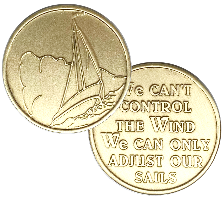 C56. Sailboat, Cant control the winds, Bronze.  BRM123 - Premium Medallions from Wendells - Just $2.50! Shop now at Choices Books & Gifts