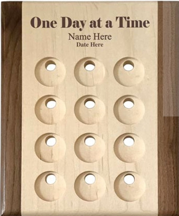 G014. 12 Medallion Holder, One Day at a Time - Personalized - Premium Gifts from Wooden U recover - Just $59.95! Shop now at Choices Books & Gifts