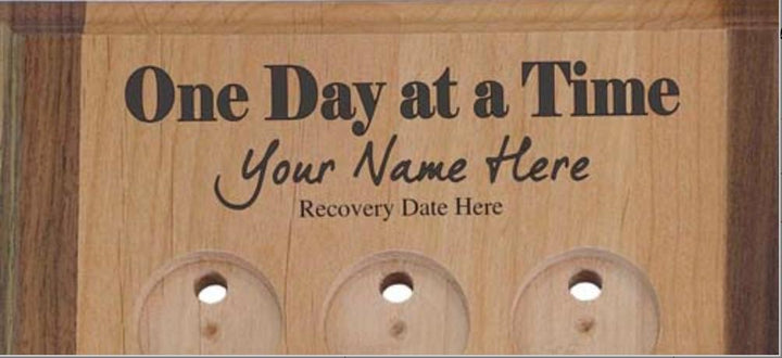 G015. 12 Medallion Holder,  One Day At a Time - Personalized - Premium Gifts from Wooden U recover - Just $59.95! Shop now at Choices Books & Gifts