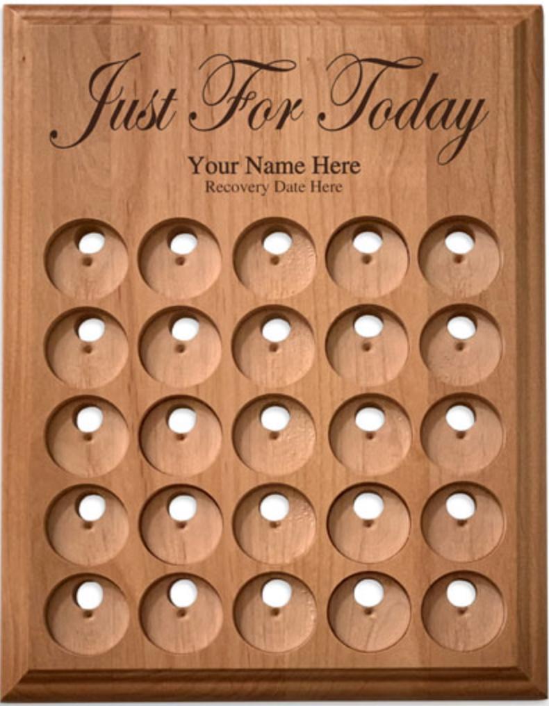 G018. 25 Medallion Holder, Just For Today- Personalized - Premium Gifts from Wooden U recover - Just $99.95! Shop now at Choices Books & Gifts