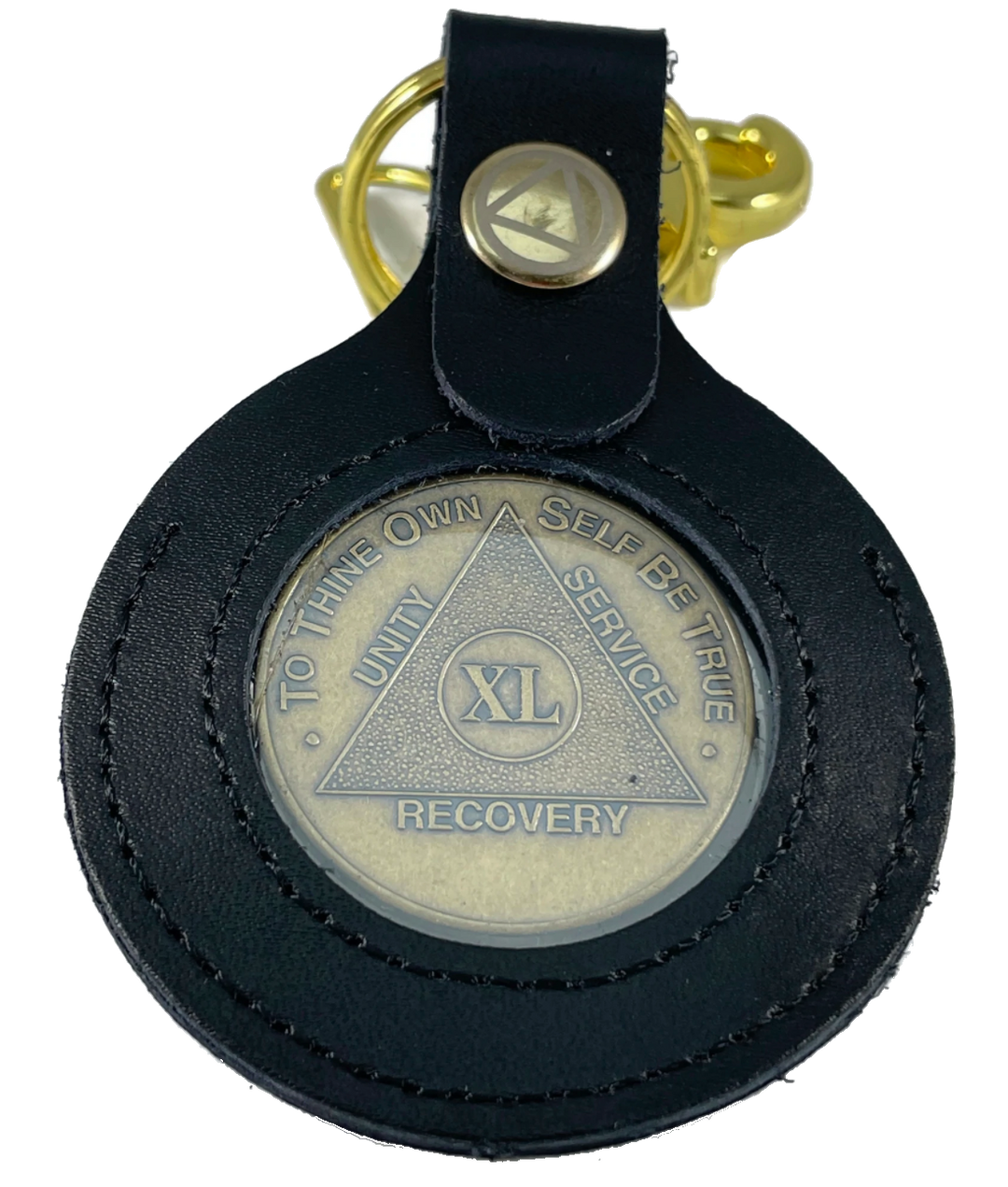 G048. Key Chain: AA Gold Leather Medallion Holder - Premium Gifts from None - Just $14.95! Shop now at Choices Books & Gifts