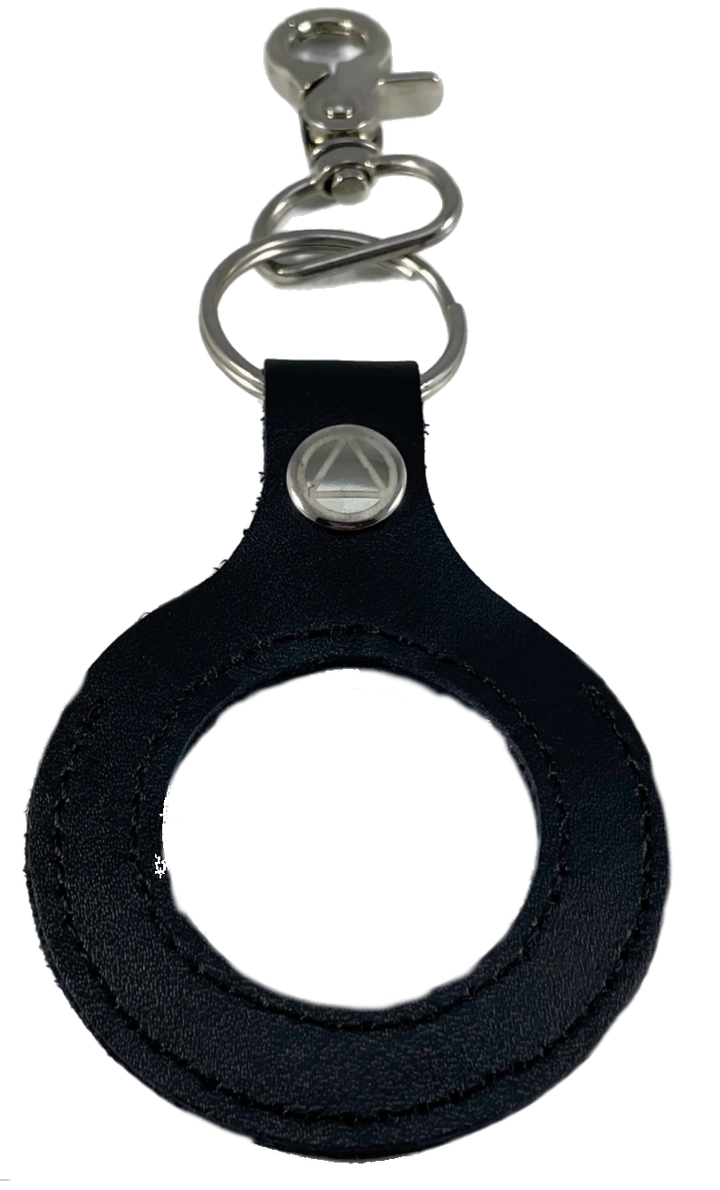 G049. Key Chain: AA Silver Leather Medallion Holder - Premium Gifts from None - Just $14.95! Shop now at Choices Books & Gifts