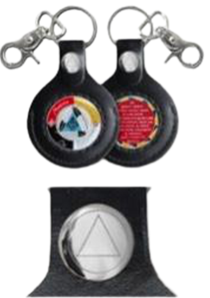 G049. Key Chain: AA Silver Leather Medallion Holder - Premium Gifts from None - Just $14.95! Shop now at Choices Books & Gifts