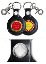 G051. Key Chain: NA Gold Leather Medallion Holder - Choices Books & Gifts