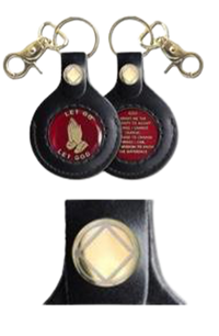 G050. Key Chain: NA Gold Leather Medallion Holder - Premium Gifts from None - Just $14.95! Shop now at Choices Books & Gifts