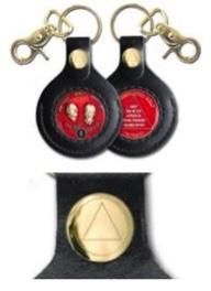 G052. Key Chain: AA Gold Leather Medallion Holder - Premium Gifts from None - Just $14.95! Shop now at Choices Books & Gifts