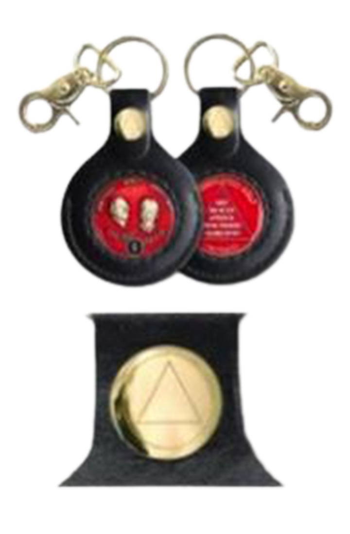 G052. Key Chain: AA Gold Leather Medallion Holder - Premium Gifts from None - Just $14.95! Shop now at Choices Books & Gifts