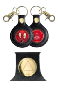 G052. Key Chain: AA Gold Leather Medallion Holder - Premium Gifts from None - Just $14.95! Shop now at Choices Books & Gifts