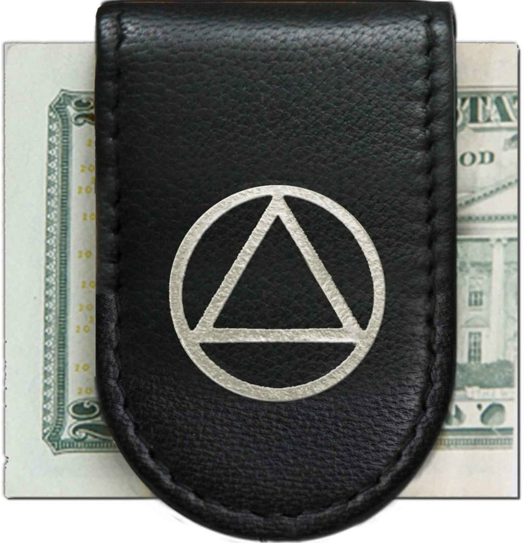 G053. Money Clip: AA & NA Leather Magnetic Money Clip - Premium Gifts from Recovery Accents - Just $14.95! Shop now at Choices Books & Gifts