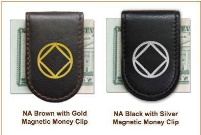 G054. Money Clip: AA & NA Leather Magnetic Money Clip - Premium Gifts from Recovery Accents - Just $14.95! Shop now at Choices Books & Gifts