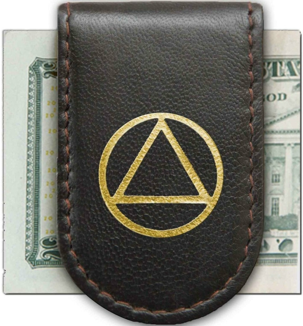 G054. Money Clip: AA & NA Leather Magnetic Money Clip - Premium Gifts from Recovery Accents - Just $14.95! Shop now at Choices Books & Gifts