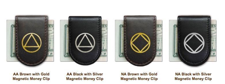 G055. Money Clip: AA & NA Leather Magnetic Money Clip - Premium Gifts from Recovery Accents - Just $14.95! Shop now at Choices Books & Gifts