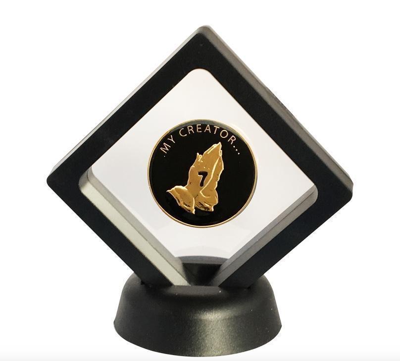 G077. Medallion Box: Floating Coin Box White - Premium Gifts from Culver Enterprises - Just $7.95! Shop now at Choices Books & Gifts