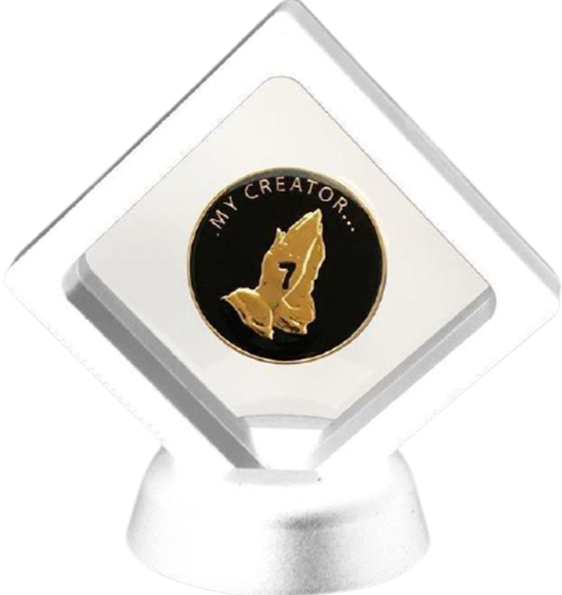 G077. Medallion Box: Floating Coin Box White - Premium Gifts from Culver Enterprises - Just $7.95! Shop now at Choices Books & Gifts