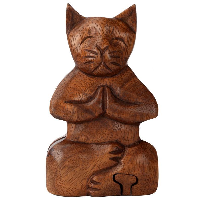 G145. Wooden Animal Puzzle Box - Meditation Cat - Premium Gifts from Mikutowski Woodworking - Just $24.95! Shop now at Choices Books & Gifts
