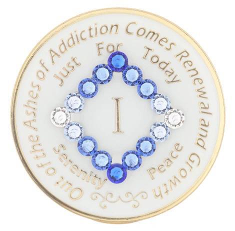 #N01. NA Glow in Dark Coin w Blue Trans (1-45) - Premium Medallions from Choices - Just $21.95! Shop now at Choices Books & Gifts