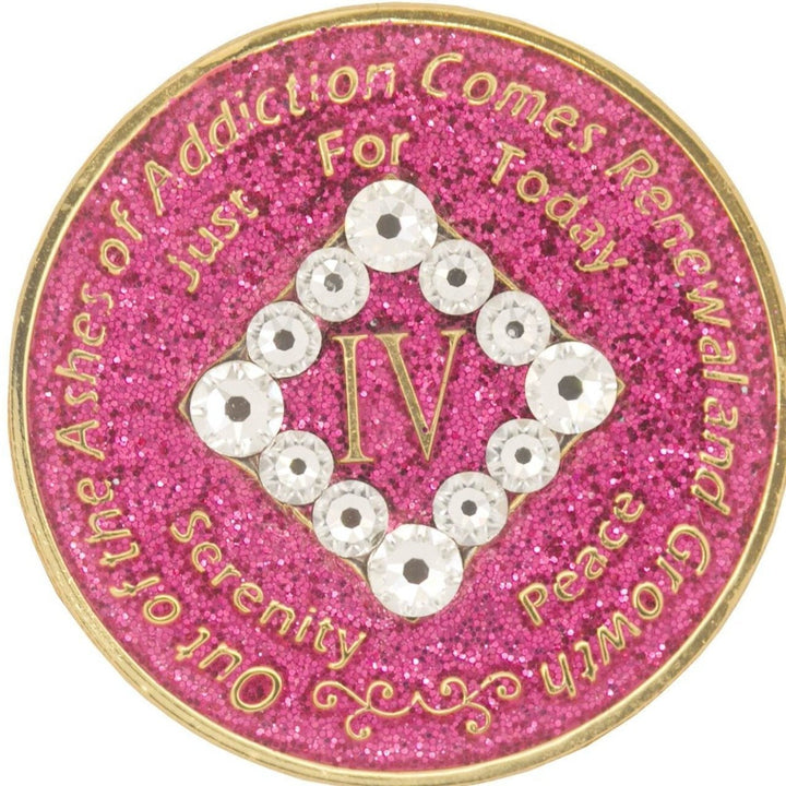 #N11. NA Glitter Pink Coin w White Bling Crystals (1-45) - Premium Medallions from Choices - Just $21.95! Shop now at Choices Books & Gifts