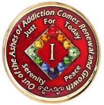 #N31. NA Red Coin w LGBT Crystals (1-45) - Premium Medallions from Choices - Just $21.95! Shop now at Choices Books & Gifts