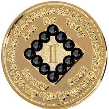 #N45. NA 24K Gold with Black Crystals (1-40) - Premium Medallions from Choices - Just $21.95! Shop now at Choices Books & Gifts