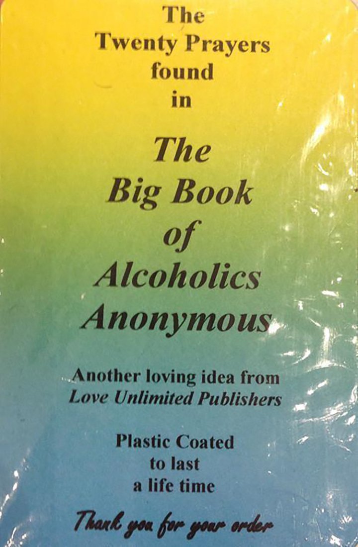 Wallet card: 20 Prayers found in The Big Book of Alcoholics Anonymous - Choices Books & Gifts