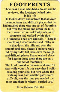 Wallet card: Footprints - Premium Gifts from Love Unlimited - Just $1.25! Shop now at Choices Books & Gifts