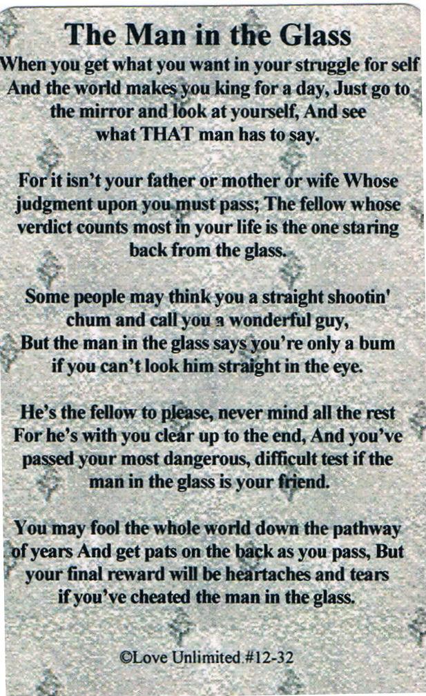 Wallet card: Man in the Glass - Choices Books & Gifts