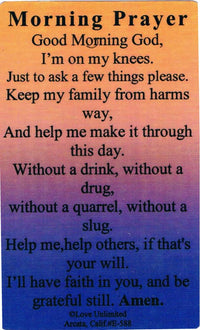 Wallet card: Morning Prayer - Premium Gifts from Love Unlimited - Just $1.25! Shop now at Choices Books & Gifts