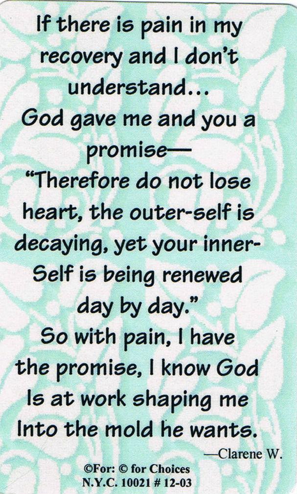 Wallet card: Pain In Recovery - Premium Gifts from Love Unlimited - Just $1.25! Shop now at Choices Books & Gifts