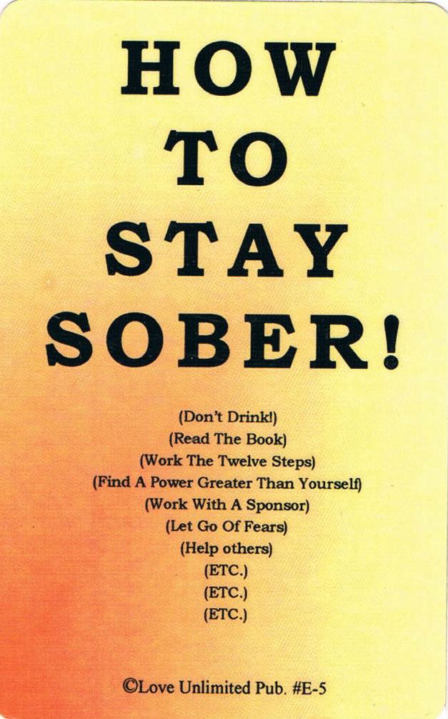 Wallet card: Stay Sober - Premium Gifts from Love Unlimited - Just $1.25! Shop now at Choices Books & Gifts