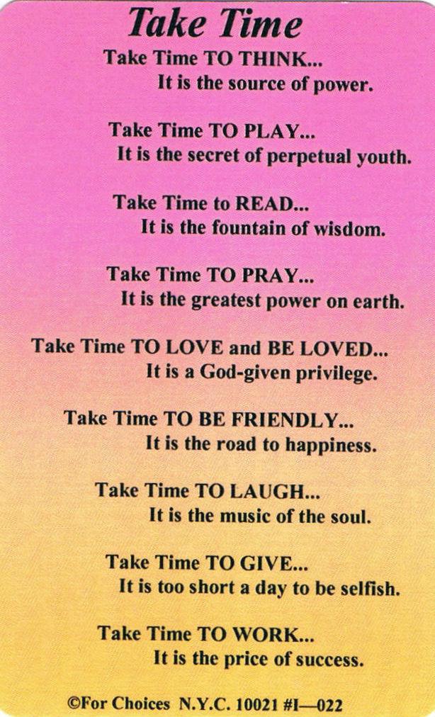 Wallet card: Take Time - Choices Books & Gifts