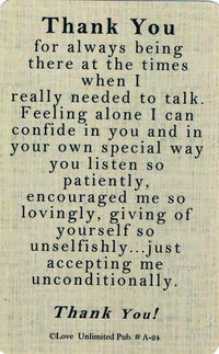 Wallet card: Thank you - Premium Gifts from Love Unlimited - Just $1.25! Shop now at Choices Books & Gifts