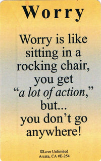 Wallet card: Worry - Premium Gifts from Love Unlimited - Just $1.25! Shop now at Choices Books & Gifts