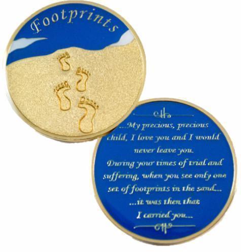 #Z28. Footprints Recovery Medallion - Premium Medallions from Choices - Just $13.95! Shop now at Choices Books & Gifts