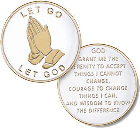 #Z40. Let Go & Let God, White Recovery Medallion - Premium Medallions from Choices - Just $13.95! Shop now at Choices Books & Gifts