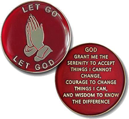 #Z41. Let Go & Let God, Red Recovery Medallion - Premium Medallions from Choices - Just $13.95! Shop now at Choices Books & Gifts
