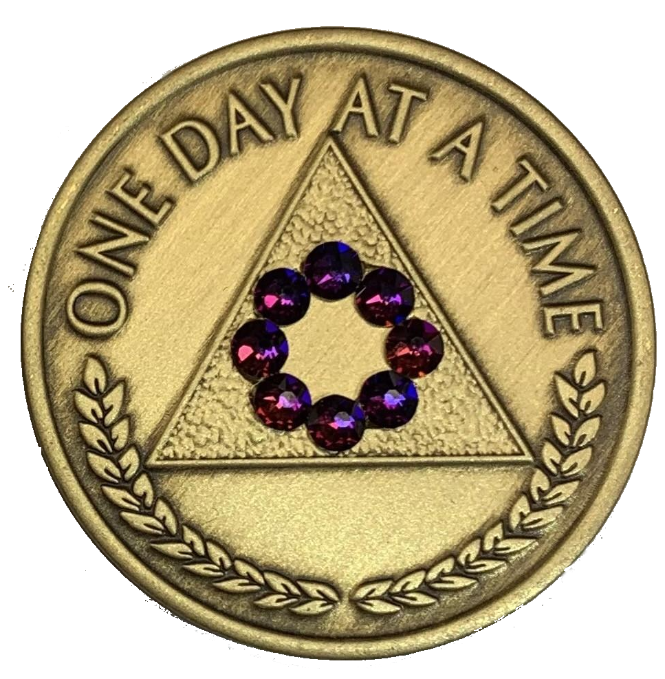 #Z64a.  Al-Anon Medallion in Bronze With Volcano Crystals (years 1-40) - Premium Medallions from Choices - Just $9.95! Shop now at Choices Books & Gifts
