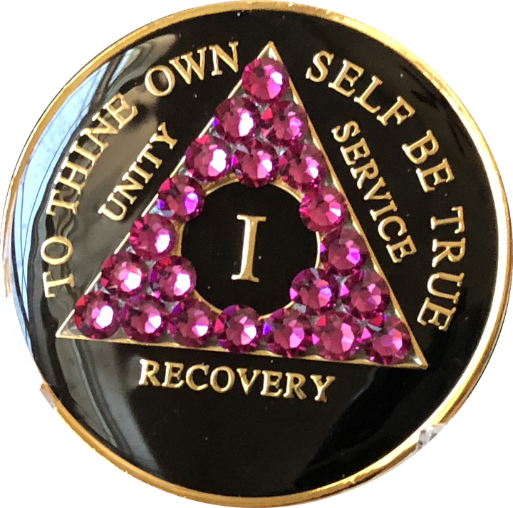 #aa101. AA Medallion Black w Rose Triangle (1-65) - Premium Medallions from Choices - Just $21.95! Shop now at Choices Books & Gifts
