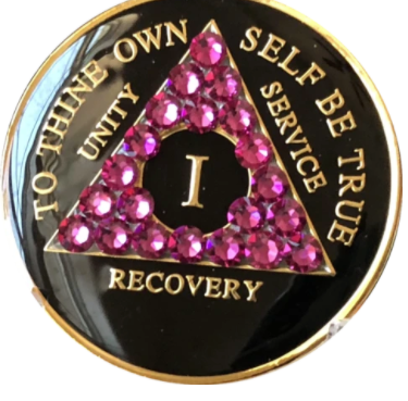 #aa101. AA Medallion Black w Rose Triangle (1-65) - Premium Medallions from Choices - Just $21.95! Shop now at Choices Books & Gifts