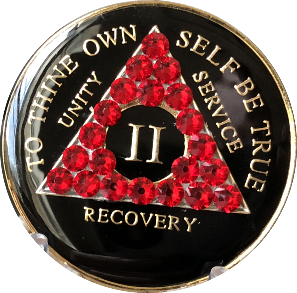 #aa103. AA Medallion Black w Red Triangle Bling (1-65) - Premium Medallions from Choices - Just $21.95! Shop now at Choices Books & Gifts