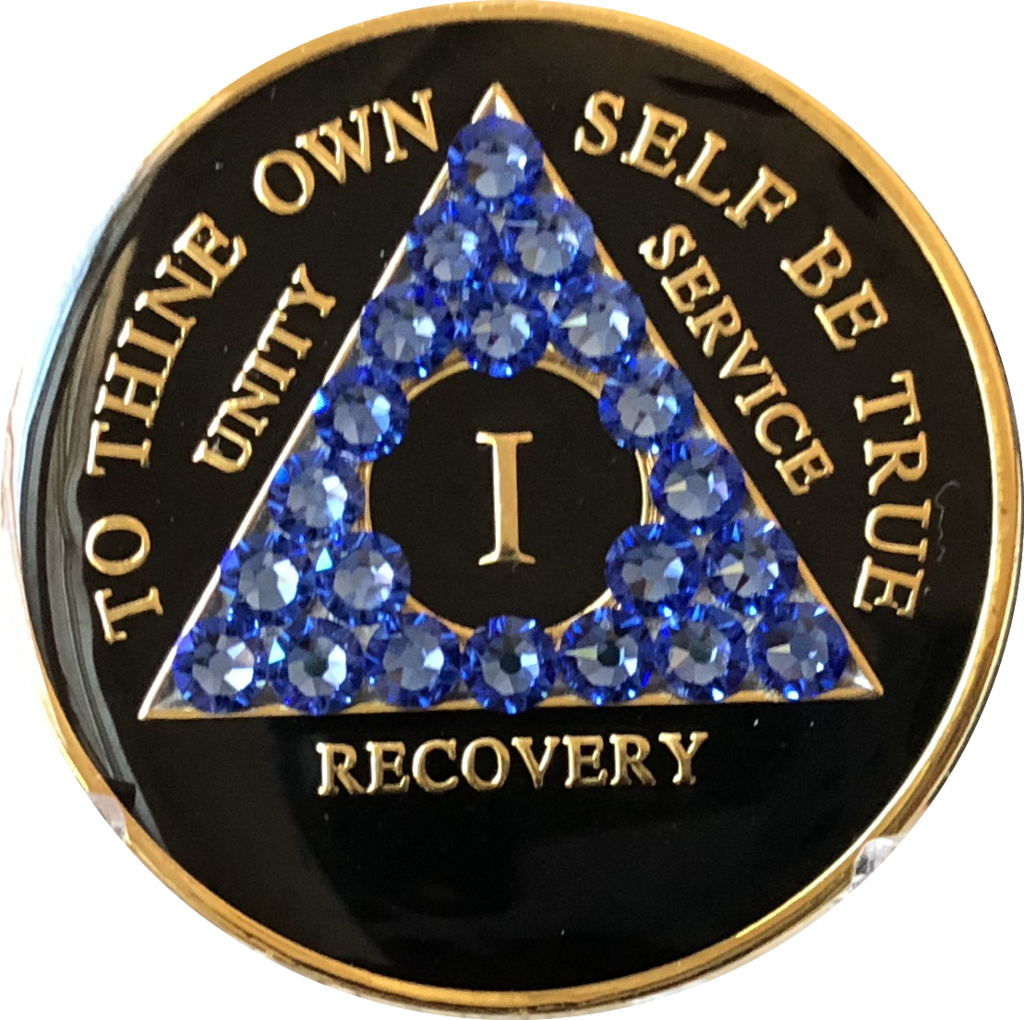 #aa106. AA Medallion Black w Blue Triangle (1-65) - Premium Medallions from Choices - Just $21.95! Shop now at Choices Books & Gifts