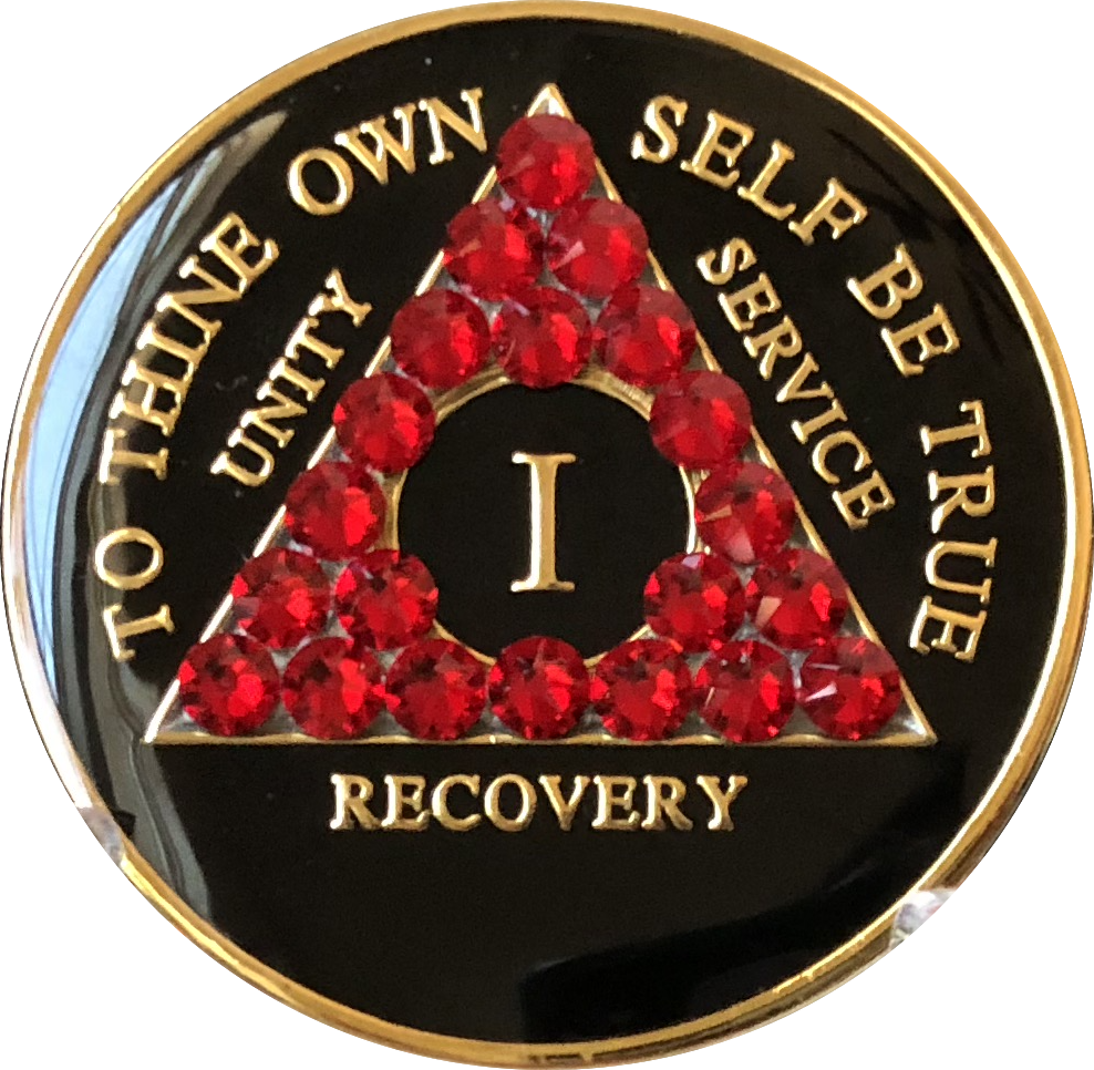 #aa103. AA Medallion Black w Red Triangle Bling (1-65) - Premium Medallions from Choices - Just $21.95! Shop now at Choices Books & Gifts